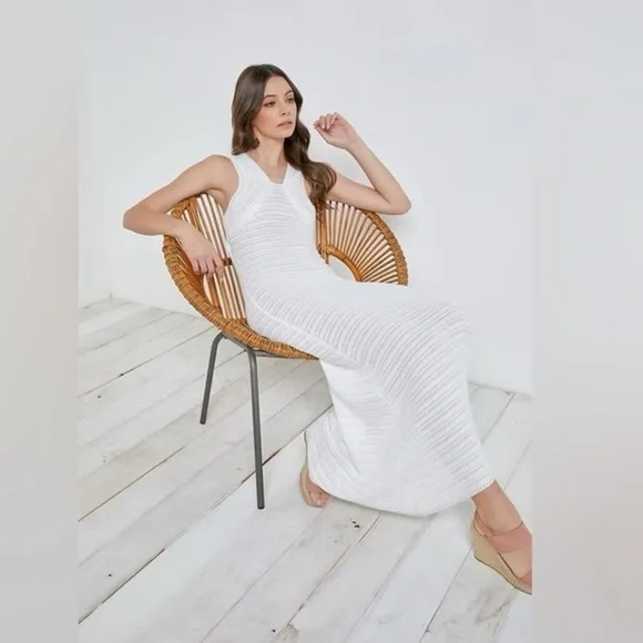 🔥NWT Mustard Seed White Sleeveless Maxi Dress Size S - Picture 1 of 9